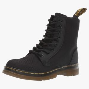 Dr. Martens Black 8 Eyelet Canvas Lace Up Combat Boots